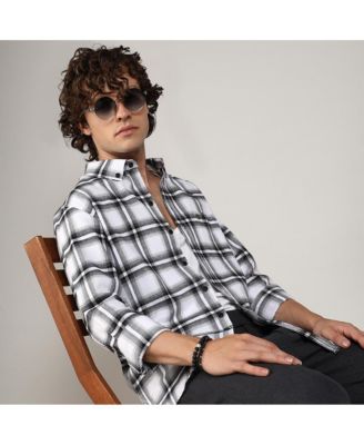 Men's Chalk White & Midnight Black Brushed Buffalo Check Shirt