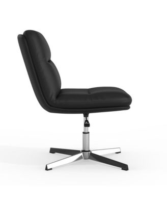 Mid-Back Upholstered Swivel Office Chair – Height-Adjustable Armless Design with Padded Seat & Back, Stationary Strong Frame