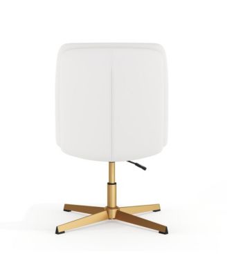 Mid-Back Upholstered Swivel Office Chair – Height-Adjustable Armless Design with Padded Seat & Back, Stationary Strong Frame