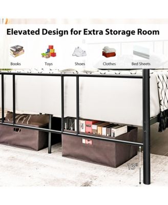 Full Size Steel Platform Bed Frame Headboard Heavy-Duty Mattress Foundation