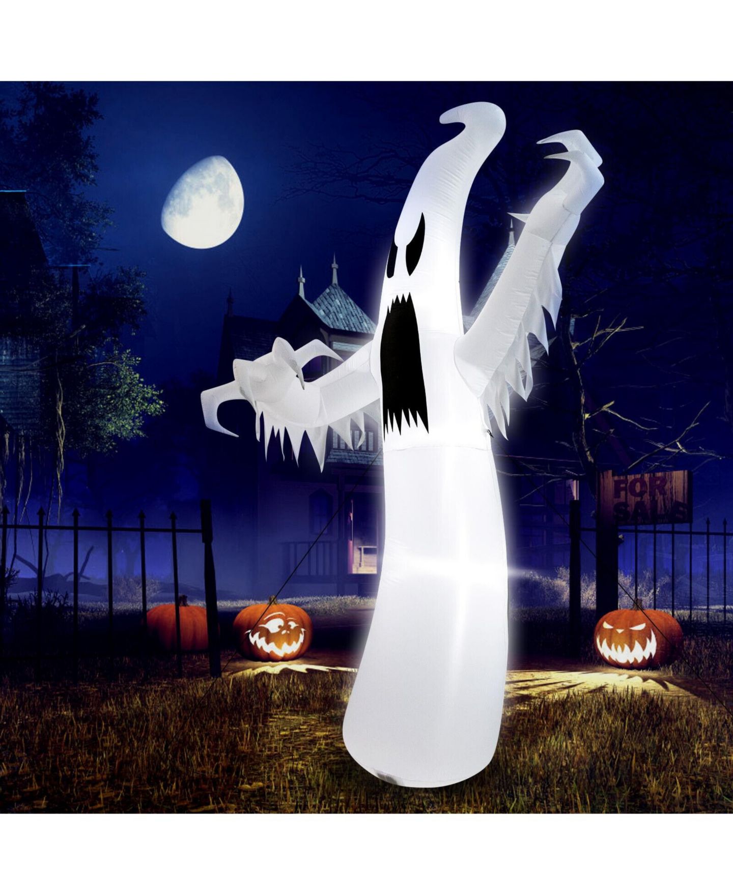 Детская игрушка SKONYON 12 Feet Halloween Inflatable Ghost with LED Lights, цвет: Белый — фото 9