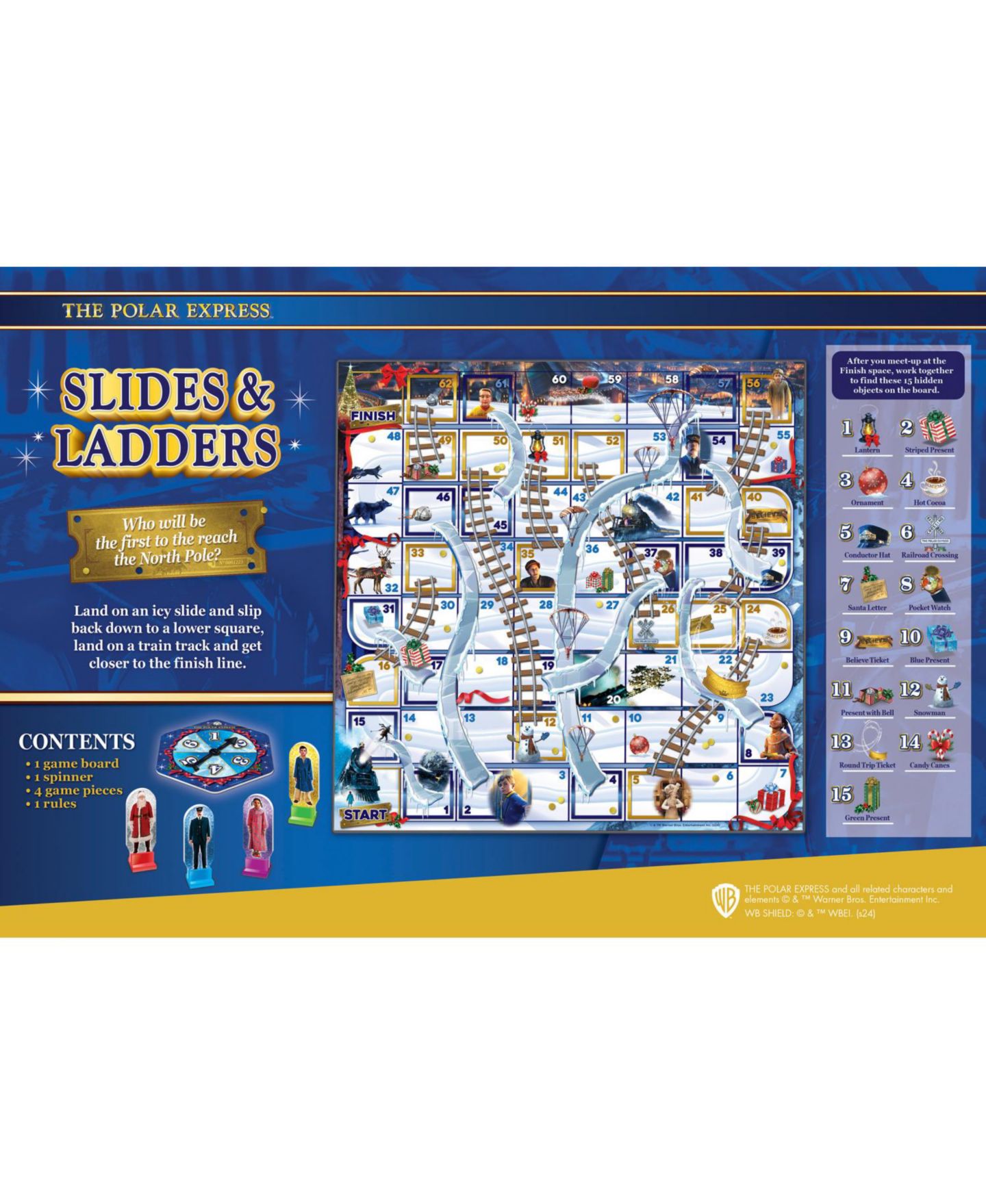 Детская настольная игра MasterPieces Puzzles The Polar Express Slides and Ladders Board Game, от 3 лет — фото 2
