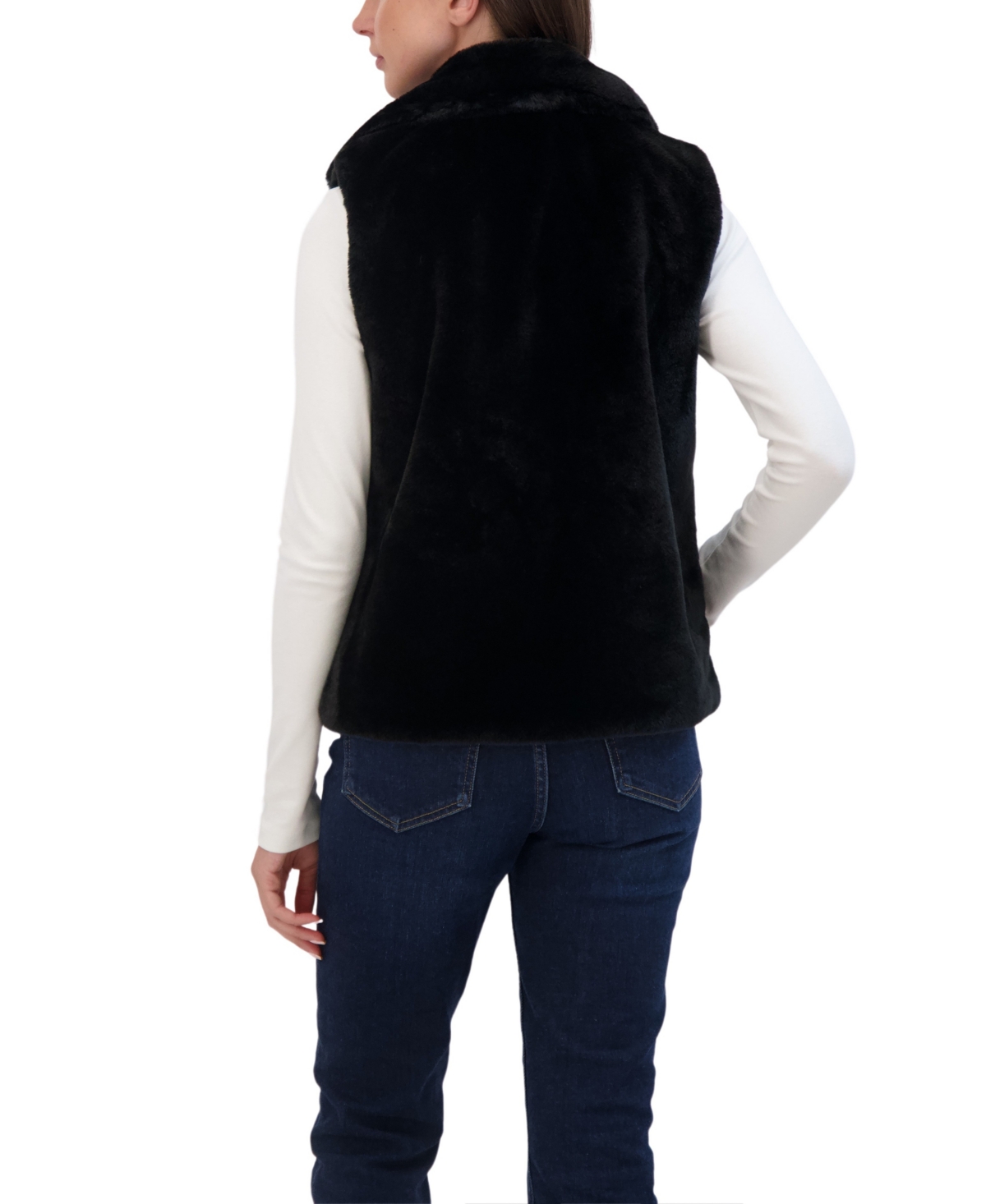 Sebby Collection Women's Faux Fur Notch Collar Vest