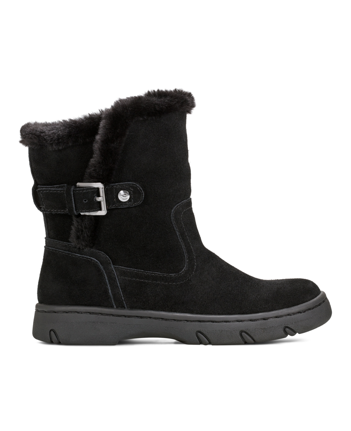 Easy Spirit Graye Faux Shearling Boot In Black Suede