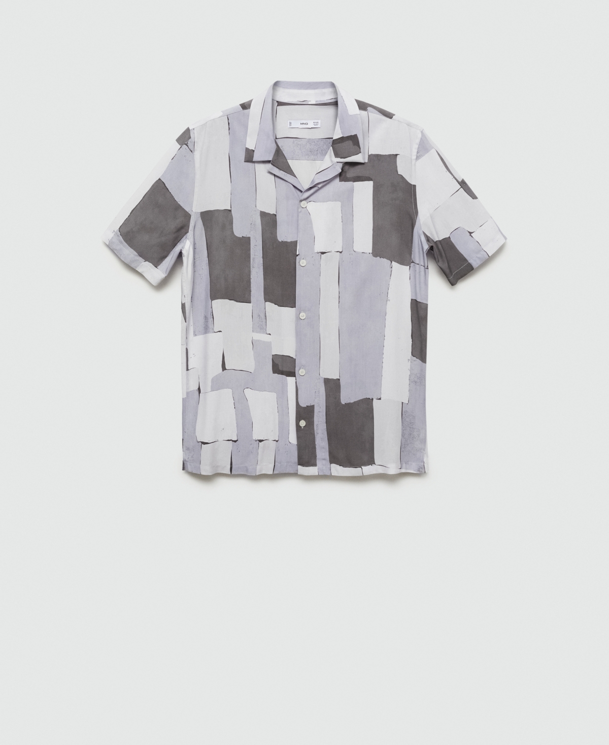 Mango Men's Flowy Printed Shirt In Light,pastel Grey
