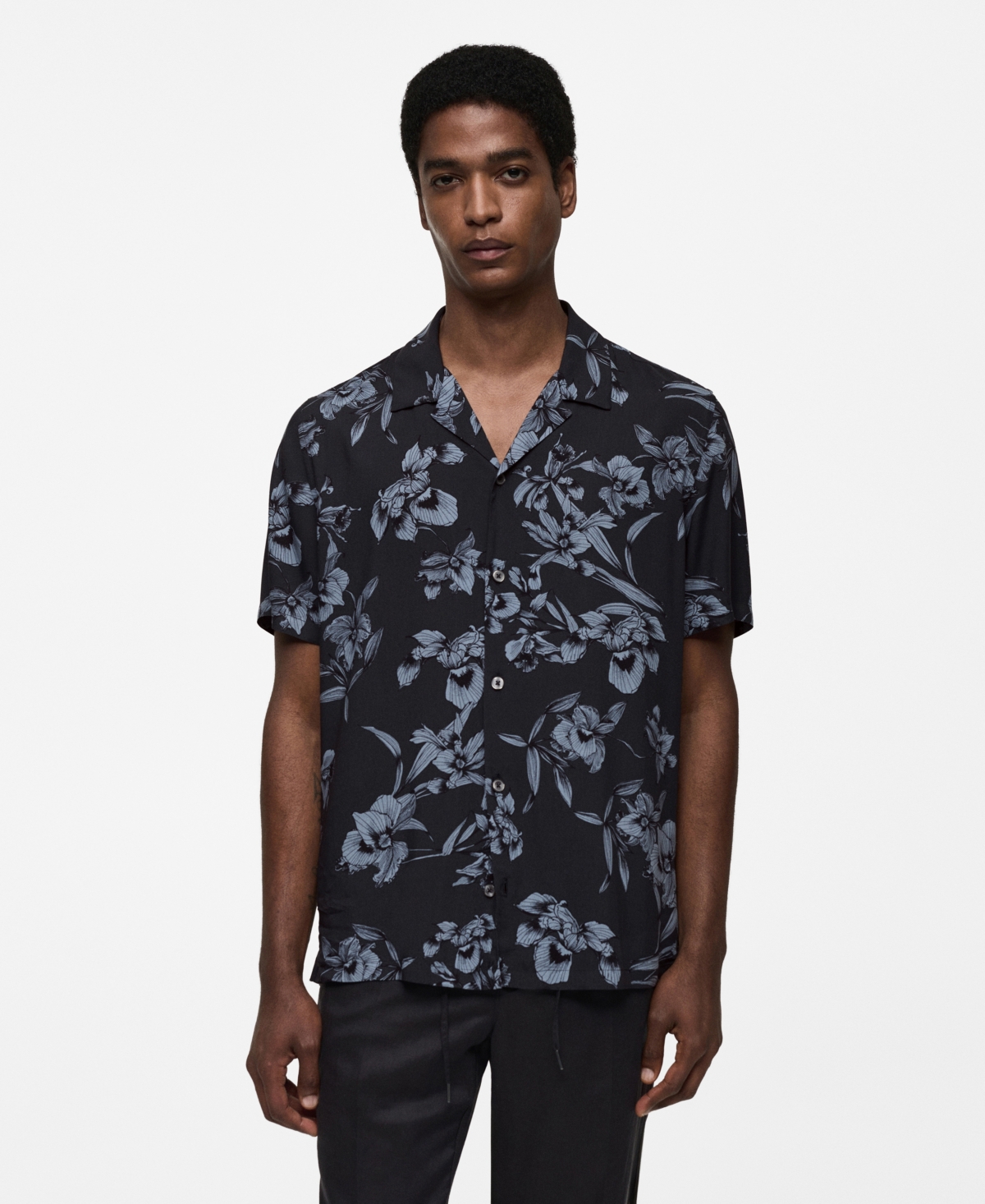 MANGO MEN'S FLOWY HAWAIIAN-PRINT SHIRT 