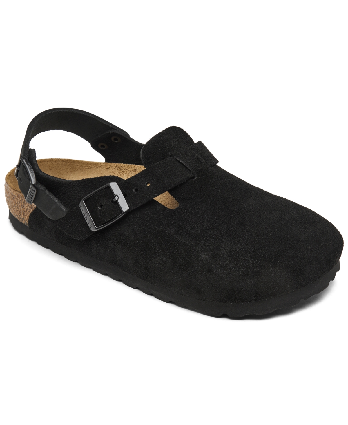 Birkenstock Tokio Buckled Suede Clogs In Black