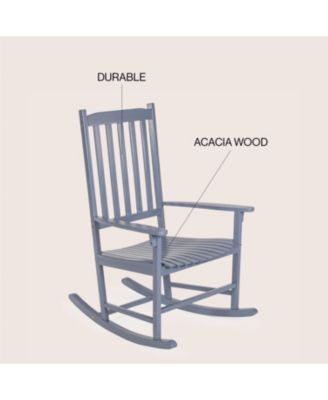 Seagrove Farmhouse Classic Slat-Back 350-LBS Support Acacia Wood Outdoor Rocking Chair, Cashmere Blue
