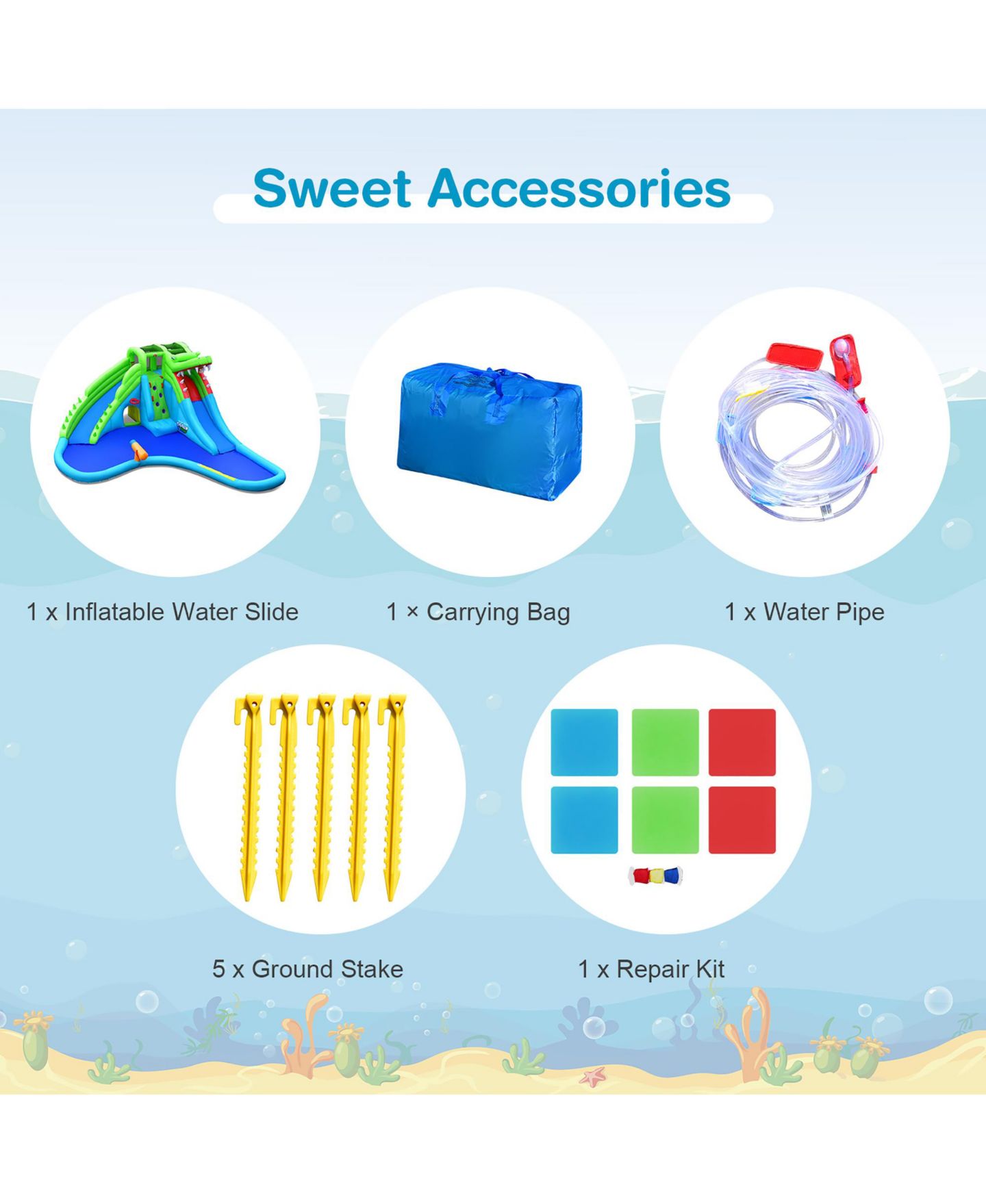 Детская игрушка Costway Crocodile Inflatable Water Slide Bounce Castle, 3–10 лет, цвет: Синий — фото 8