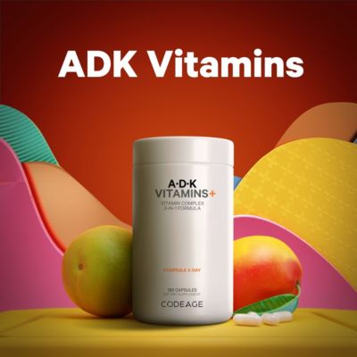 ADK Vitamins Supplement - Essential Vitamin A, Vitamin D3 5000 IU, Vitamin K1 & K2 (MK4 & MK7) - 6-Month Supply - A D K Vitamins, 180 Capsules