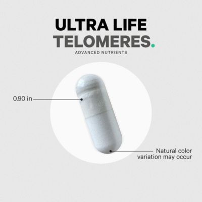 Ultra Life Telomeres Supplement - 5 MTHF Folate Vitamin B9, Vitamin B12 Methylcobalamin, Vitamin D3, L-Theanine, Ashwagandha 90 Capsules