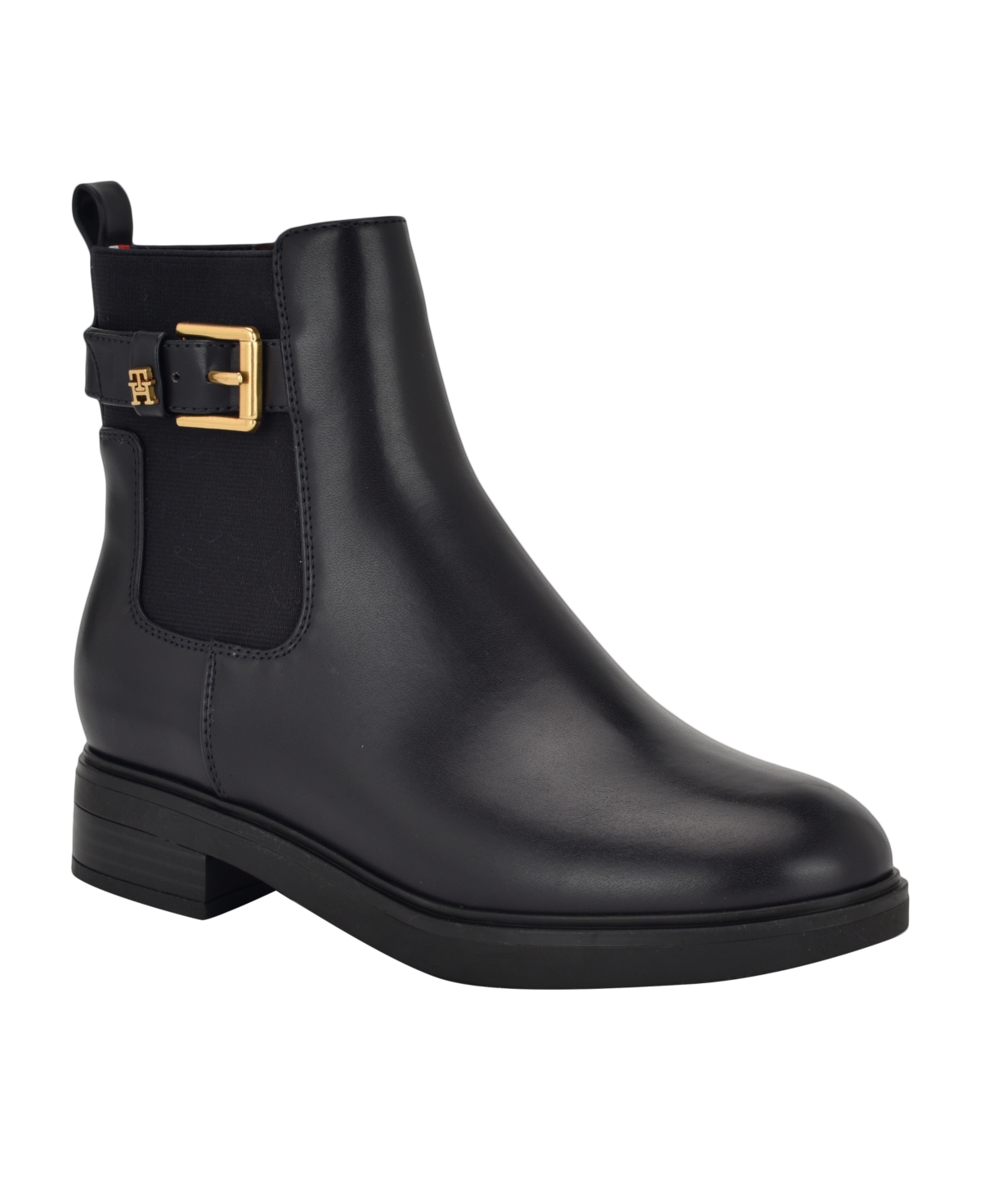 Tommy Hilfiger Baylon Womens Faux Leather Block Heel Chelsea Boots In Dark Blue