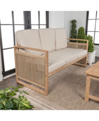 Arwen Modern Bohemian Roped Acacia Wood Outdoor Loveseat with Cushions
