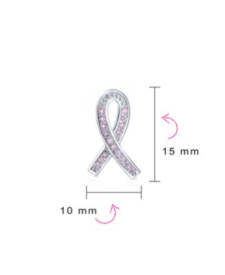 Strength and Hope Elegant Fine Pave Cubic Zirconia CZ Pink Ribbon Breast Cancer Survivor Stud Earrings Sterling Silver