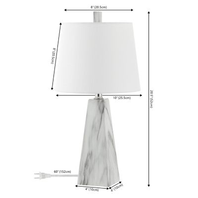 Owen 20.5" Contemporary Resin LED Table Lamp, White Marble Finish (Set of 2)