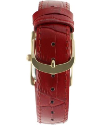 Women's Tank Watch Roman Dial Red Leather Strap