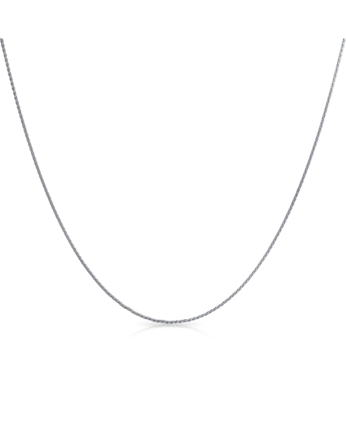 Bling Jewelry Thin SterlingSpiga Wheat Chain Necklace For Women Nickel-Free 030 Gauge Inch - Silver