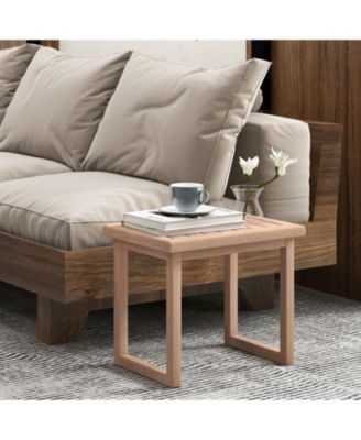 Long Natural Wood Bath Spa Stool with Non-slip Foot Pads for Elderly