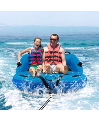 2 Person Water Sport Inflatable Towable Tubes for Boating-Blue