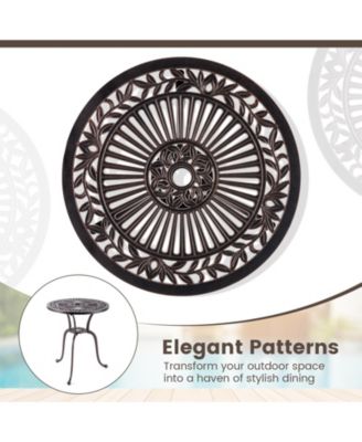 24 Inch Round Cast Aluminum Table Patio Dining Bistro Table with 2 Inch Umbrella Hole-Copper