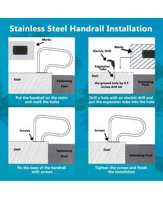 Stainless Steel Swimming Pool Hand Rail with Base Plate