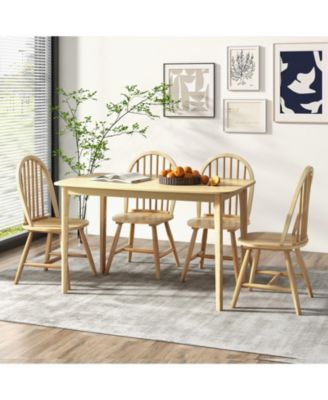 5 Pieces Wooden Dining Table Set with 4 Windsor Chairs