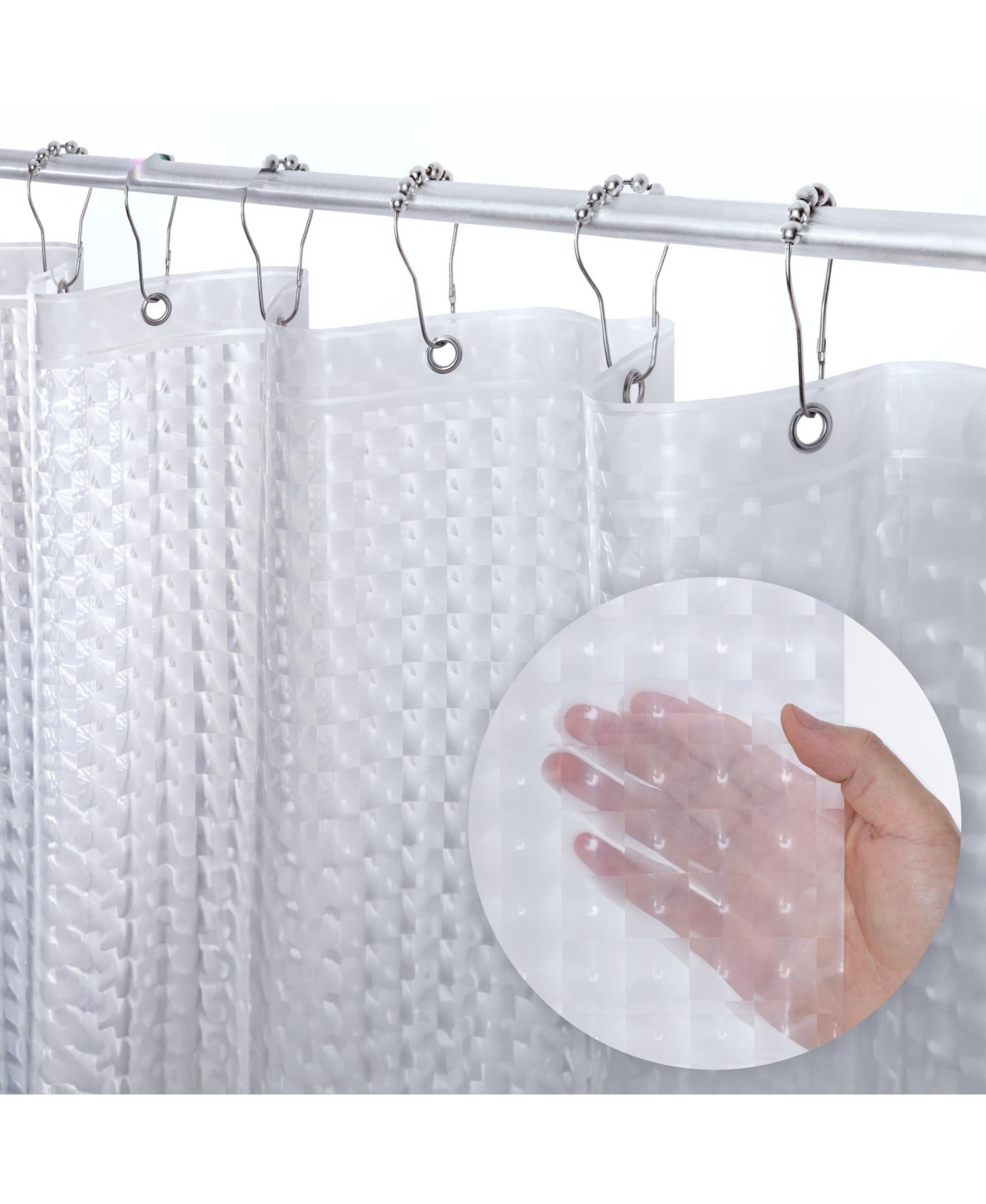 Liba W H 3D Clear Pebble 8G Heavy Duty Peva Shower Curtain - Pattern-cat eye