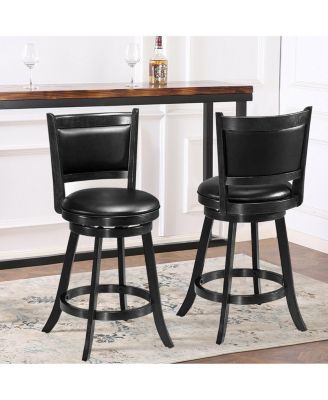 2 Pieces 24 Inch Swivel Counter Stool Dining Chair Upholstered Seat
