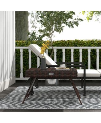 Hand Woven Rattan Side Table for Outdoor Use