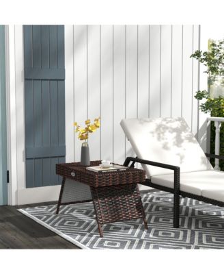 Hand Woven Rattan Side Table for Outdoor Use