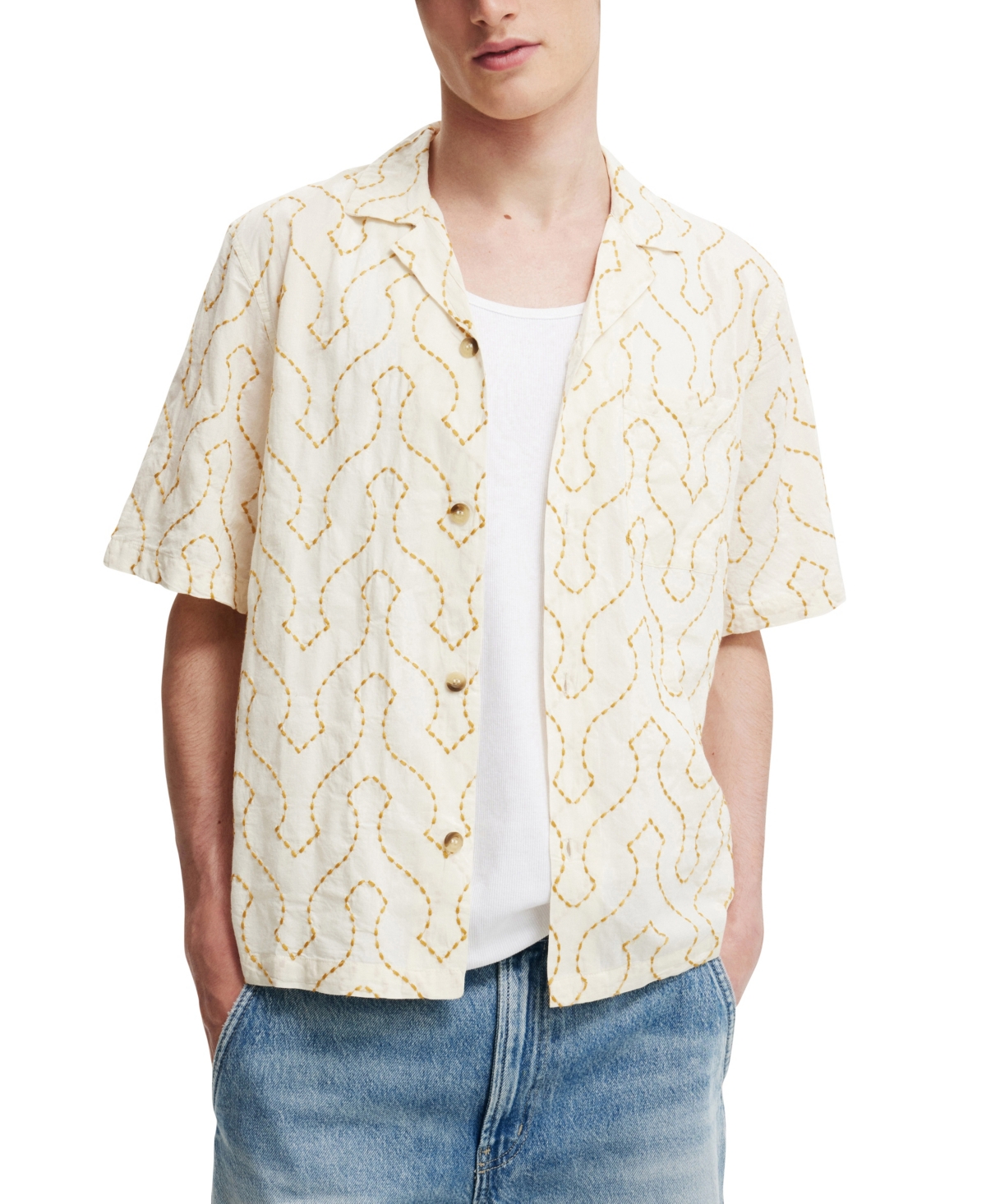 COTTON ON MEN'S CABANA SHORT SLEEVE SHIRT 