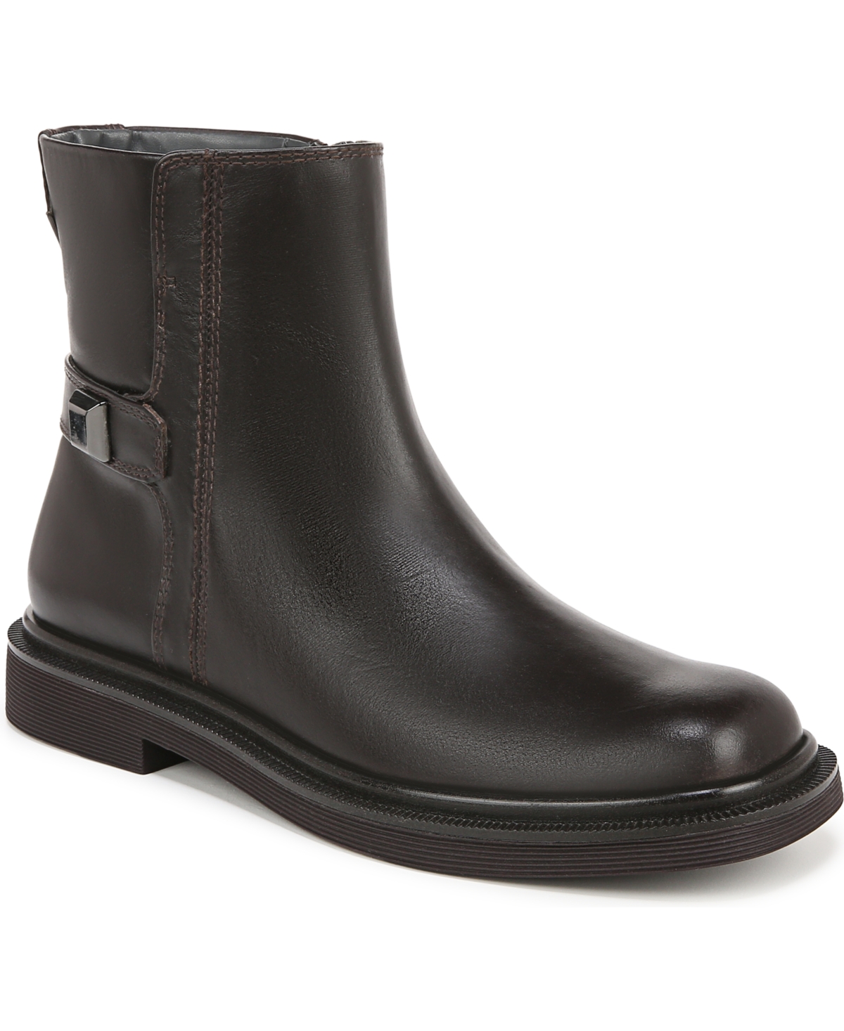 Women's Axel Block Heel Square Toe Booties - Dark Hickory Brown Leather
