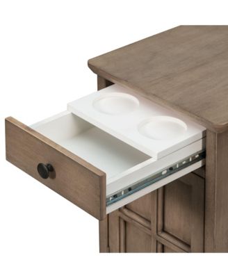  Classic Vintage End Table with USB Ports and Drawer