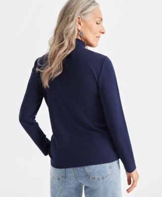 Women's Cotton Mock-Neck Long-Sleeve Tee