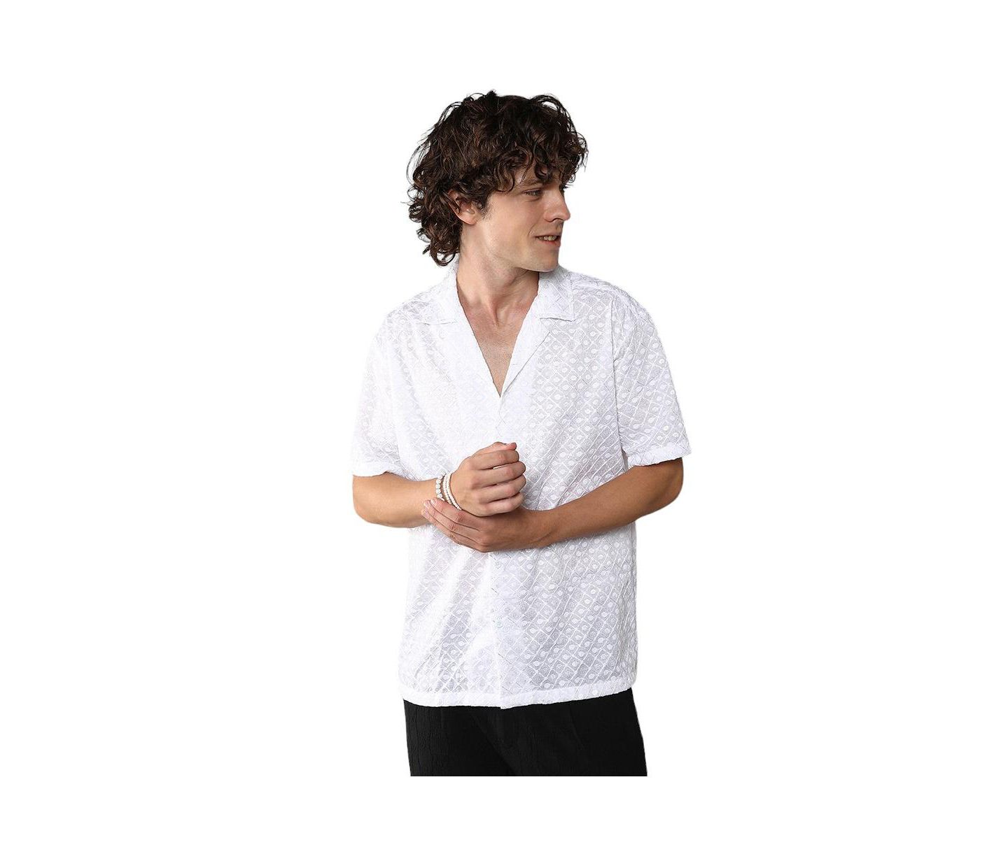 Мужская рубашка Cahoot Chalk White Embroidered Circular, цвет: Белый — фото 1