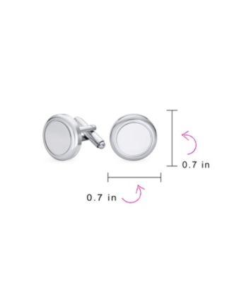 Classic Monogram Initial Solid Round Circle Stainless Steel Shirt Cufflinks Cuff Links Executive Gift Hinge Bullet Back