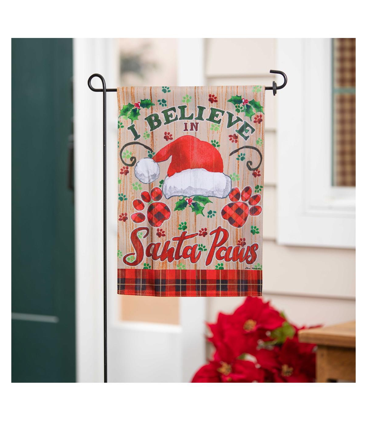 Evergreen Garden Flag Santa Paws Suede Double Sided Indoor Outdoor Decor