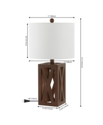 Stewart 21.5" Farmhouse Wood LED Table Lamp, Black (Set of 2)