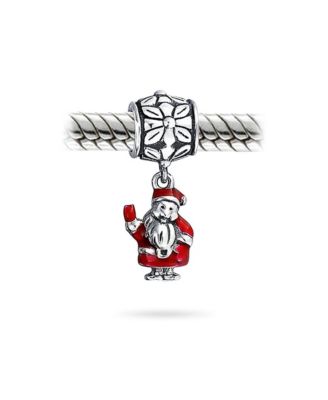 Holiday Christmas Red Santa Claus Dangle Charm Bead For Enamel Sterling Silver Fits European Bracelet