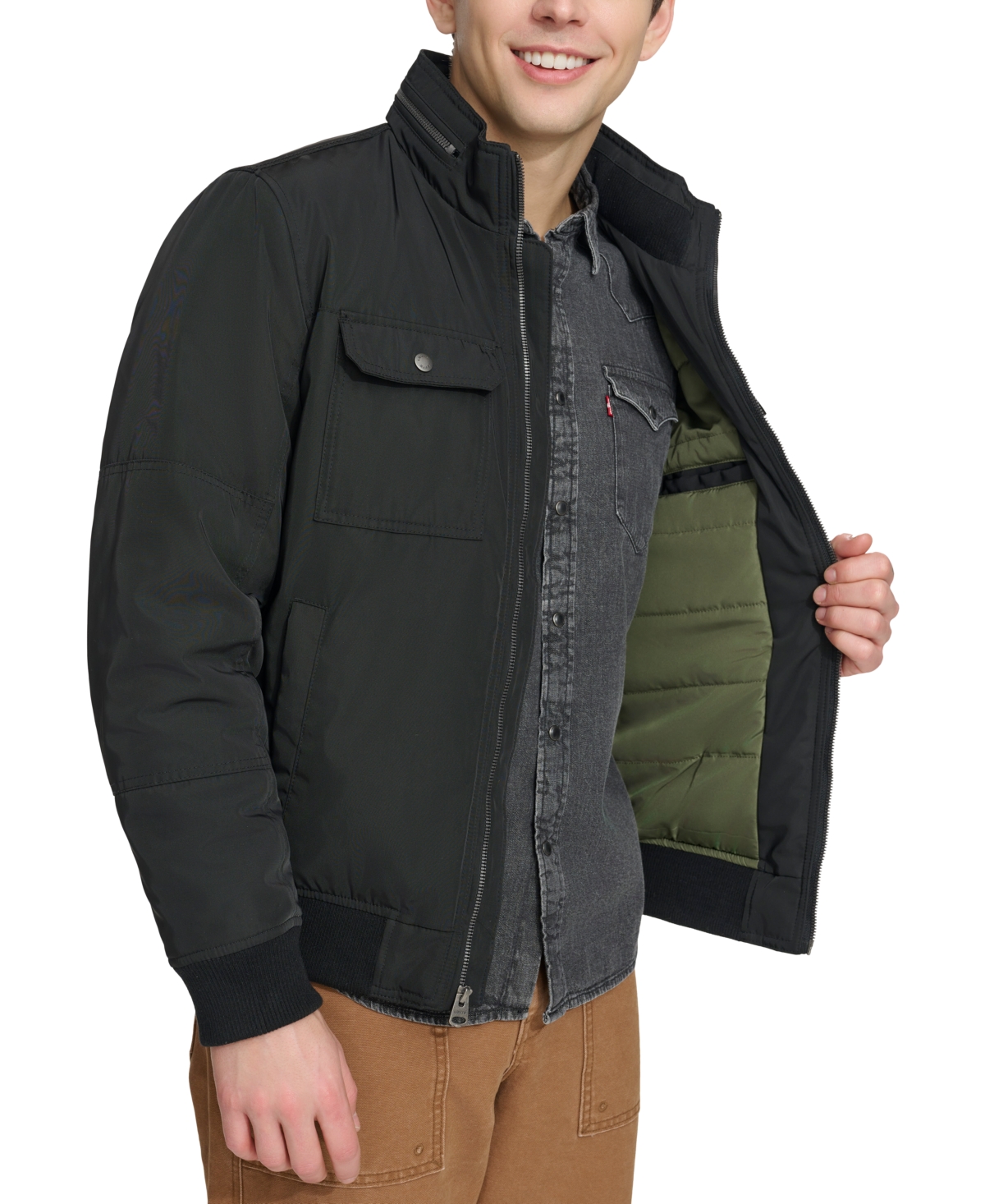 Levi's Men's Twill Stand-collar Jacket In Black