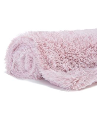 Premium Throw Blanket & Pillow Cover - Long Faux Fur Fuzzy Sherpa Throw (50" x 65”) & 2 Pillow Covers (18" x 18”) - 3-Piece Set, Pink
