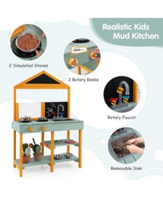 Kids Kitchen Playset with Root Viewer Planter and Rotatable Faucet