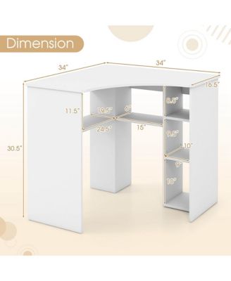 L-Shaped Computer Desk with Storage Shelves Adjustable Shelf for Home Office