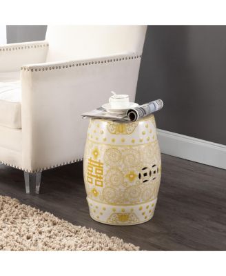 Double Chinoiserie Ceramic Drum Garden Stool