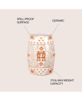 Double Chinoiserie Ceramic Drum Garden Stool