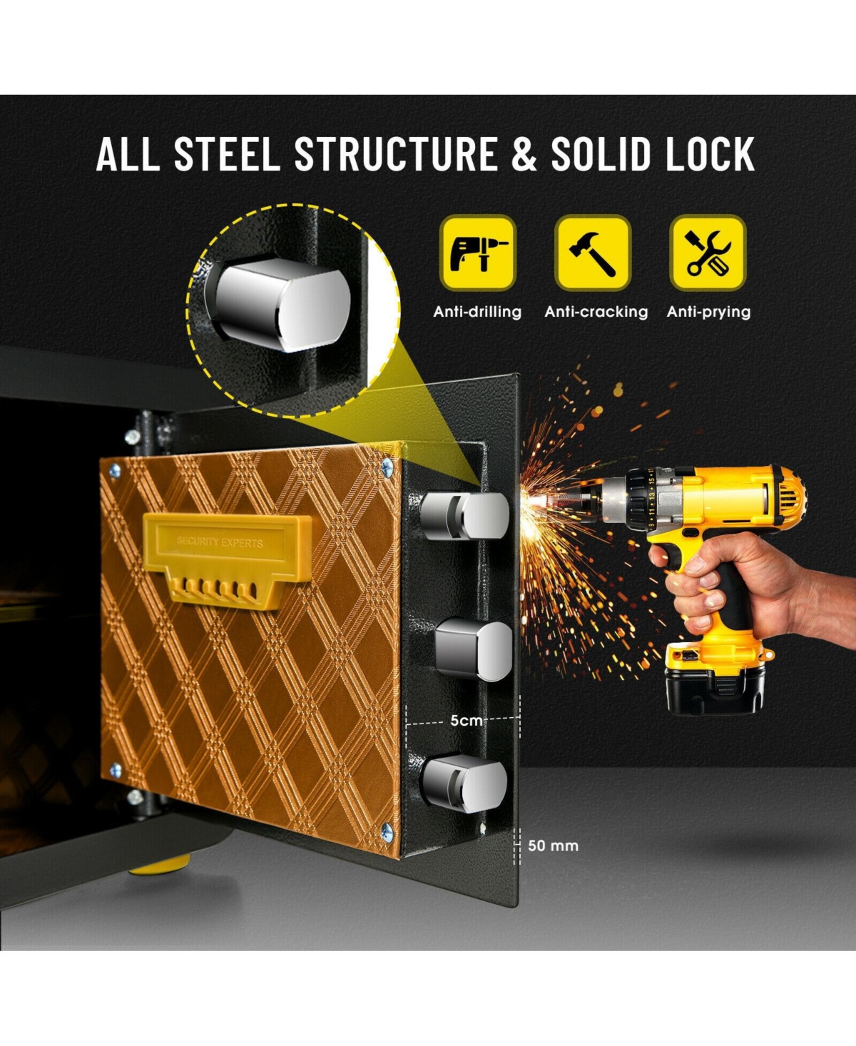 Skonyon 1.0 cu ft Fireproof Waterproof Electronic Safe Box with Digital Keypad and Key