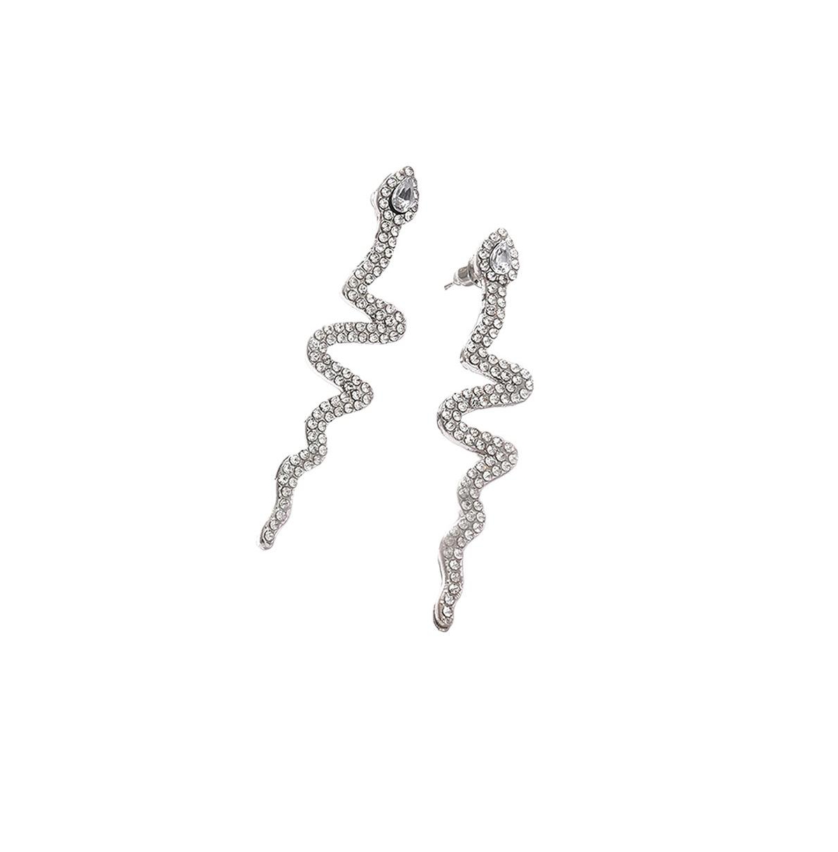 Sohi Women's Serpent Drop Earrings - Silver