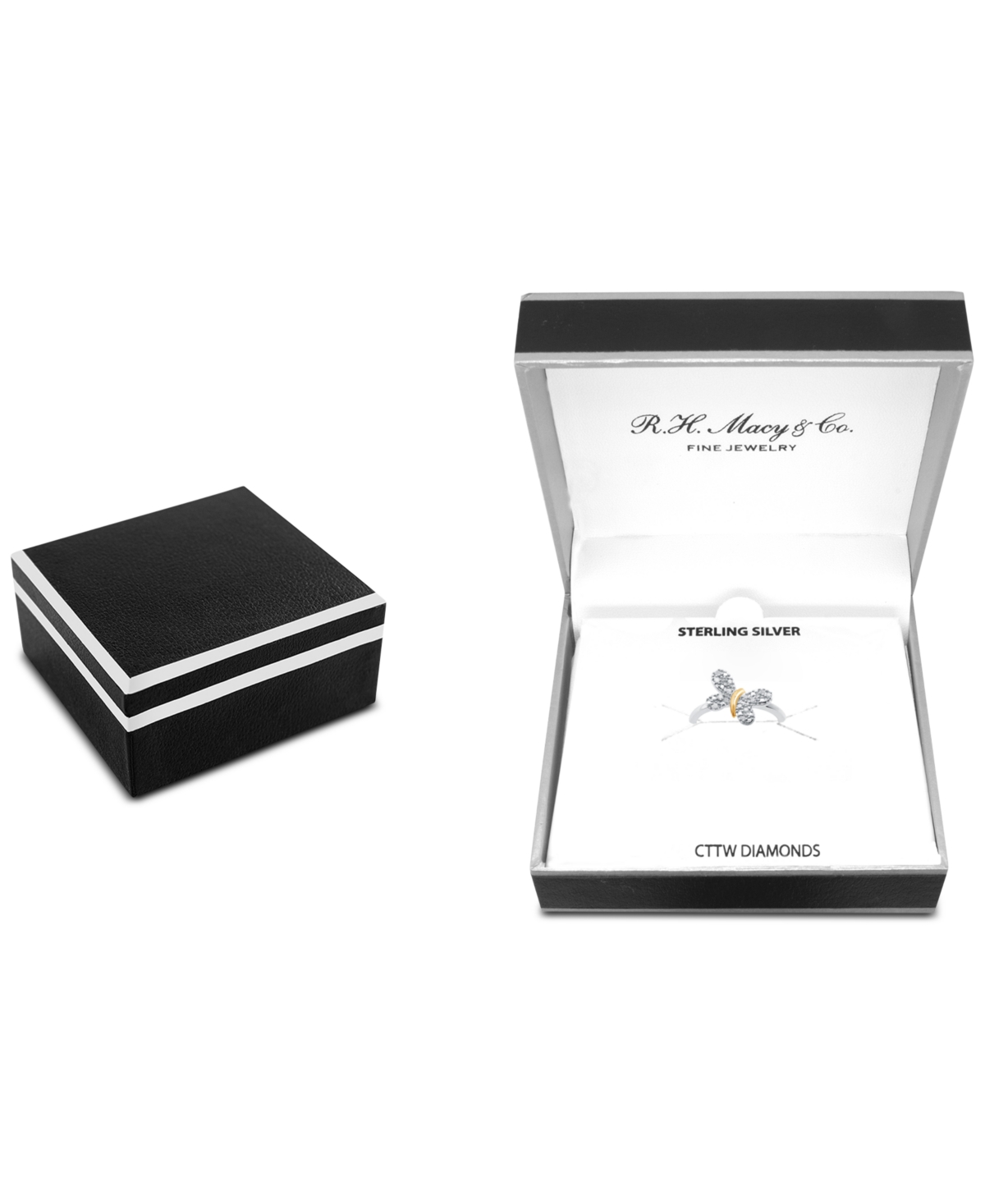 Macy's Diamond Butterfly Ring (1/10 Ct. T.w.) In Sterling Silver & 14k Gold-plate In Sterling Silver  Gold-plate