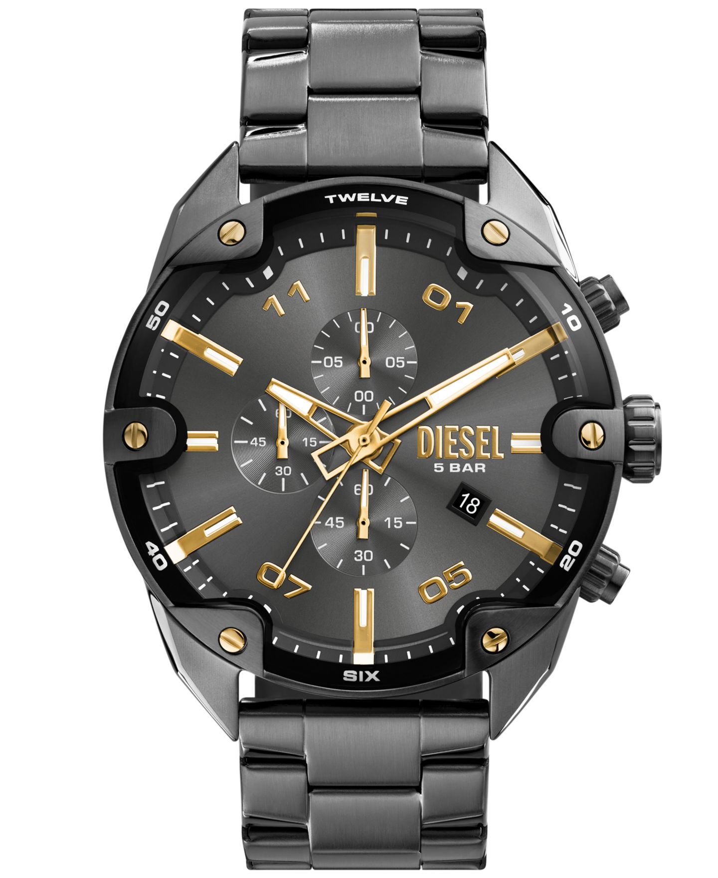 Мужские хронограф-часы Diesel Spiked Quartz из нержавеющей стали, Gunmetal, 49 мм — фото 1