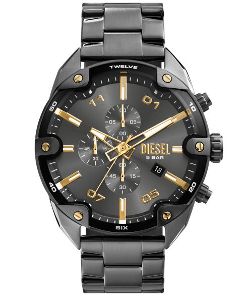 Мужские хронограф-часы Diesel Spiked Quartz из нержавеющей стали, Gunmetal, 49 мм